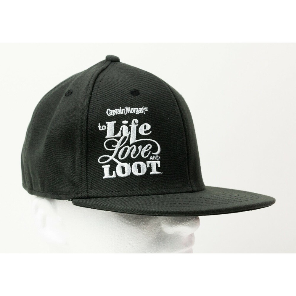 Captain Morgan Rum Fitted Hat Cap Black One Size Flex Stretch Tangerine Logo